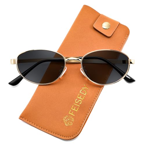 Image of FEISEDY Oval Metal Sunglasses for Women and Men UV400 Protection B0430