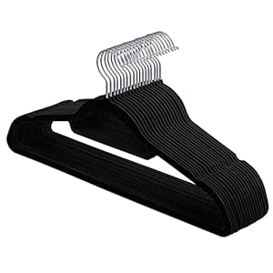 SONGMICS Kleerhangers, fluweel, 20 stuks, 0,6 cm dik, kledinghanger, jashanger met antislip oppervlak, twee inkepingen…