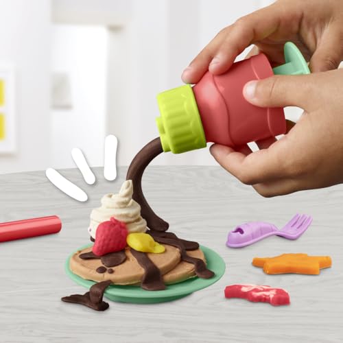 Play Doh Kitchen Creations Flip 'n Pancakes Playset 14 Piece Breakfast Toy for Kids and Up with 8 Non Toxic Modelling Compound Colours - vue 5