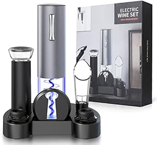 Anpro Electric Bottle Opener Set, Electric Bottle Opener with Charging Base, Aluminum Foil Knife, Vacuum Pump, Vacuum Wine Stopper and Wine Pourer