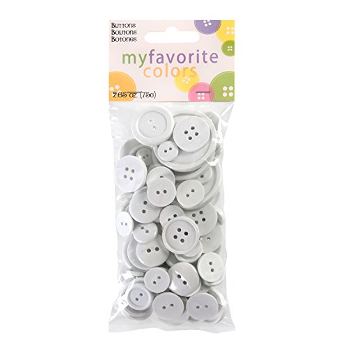 Blumenthal Lansing Favorite Colors Assorted Buttons for Arts and Crafts, White, 75 Piece