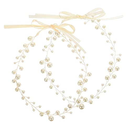 PATKAW 2 Piezas Diadema De Perla Nupcial Diademas De Color Sólido Para Mujer Novias Bandas Para El Cabello Para Mujeres Accesorios Para El Cabello Para Niñas Túnica Paseo Alambre De Cobre