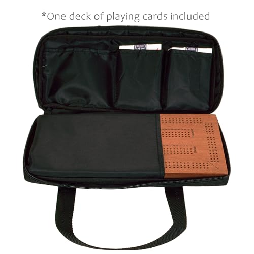 Juego de Cribbage Triple Track en Madera para 3 Jugadores de STERLING Games, Tablero de 13 Pulgadas con Clavijas Metálicas, Baraja de Cartas y Bolsa de Transporte miniatura 4