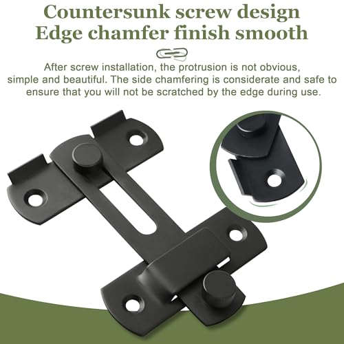 Image of Alise 4 inch Gate Latches, Black Security Door Latch for Barn Wood Door | Heavy Duty Stainless Steel Gate Hardware ,Security Flip Latch,Anti-theft Latch for Barn Wood Fence Sliding French Doors