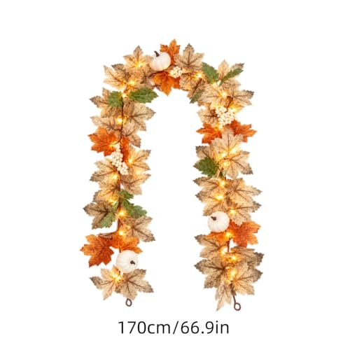 2pcs Harvest Fall Garland with Lights, Thanksgiving Decorations Fall Decor - image 2