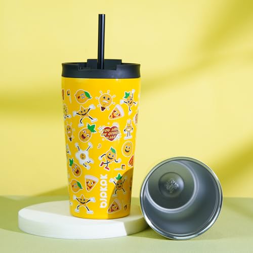 Image of BJPKPK 18 oz Coffee Tumbler with Straw, Insulated Stainless Steel Cup