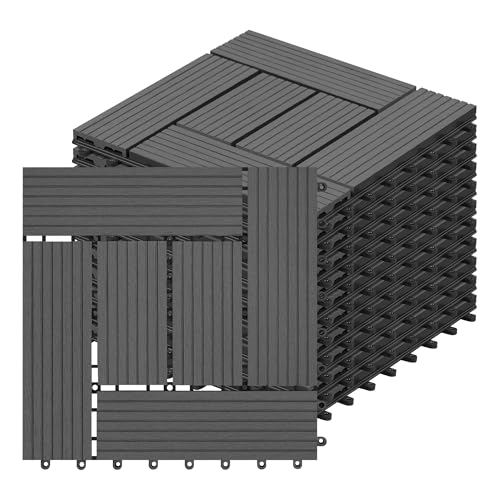 Laneetal WPC Fliesen 11er Set für 1 m², Balkonfliesen 30x30 cm,...