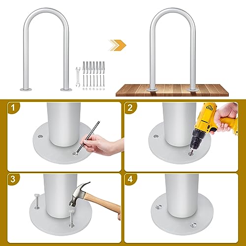HomiShare Aluminum Dock Handrail, 24" x 13" Dock Boarding Handrail, Dock & Boat Aluminum Safety Grab Bar, 36in Swimming Pool Handrail & Hot Tub Handrail, Silver by HomiShare - Image 5