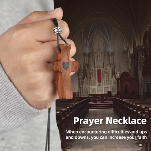 Welhouse Cross My Heart Wood Cross Pendant Necklace For Men Women Christian Gift Necklace Handcrafted4