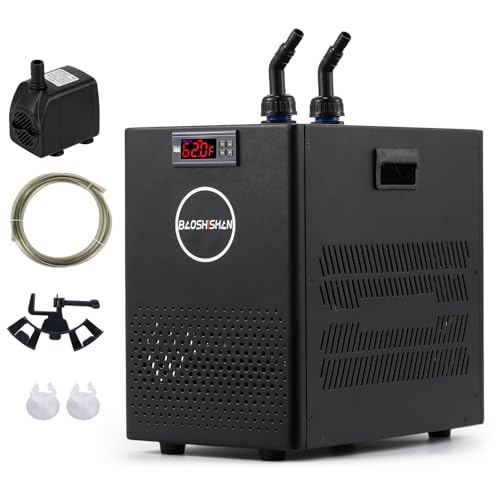 BAOSHISHAN Aquarium Chiller 26gal 1/13 HP Fish Tank Chiller Water Chiller for Aquarium with Pipe Clamp Suction Cup Compressor Refrigeration Quiet Chiller for Axolotl Coral Jellyfish