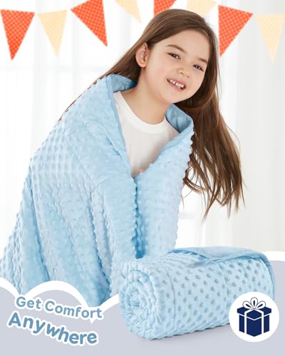 Image of Kivik Breathable Weighted Blanket (36 inchx48 inch, 3lbs), Ultra Soft Minky Dot Heavy Blankets, Reversible Cooling and Warm Blanket for All Seasons, Machine Washable, Light Blue