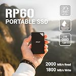 PNY RP60 1TB portatif SSD - Jusqu'à 2000MB/s, USB-C, USB 3.2 Gen2x2 - Rugée, IP65 Résistant à l ' eau/à la poussière/à l ' égout - Pour photos, vidéos, jeux et plus - Drive externe à l'état solide - PSD0CS3060-1TB-RB