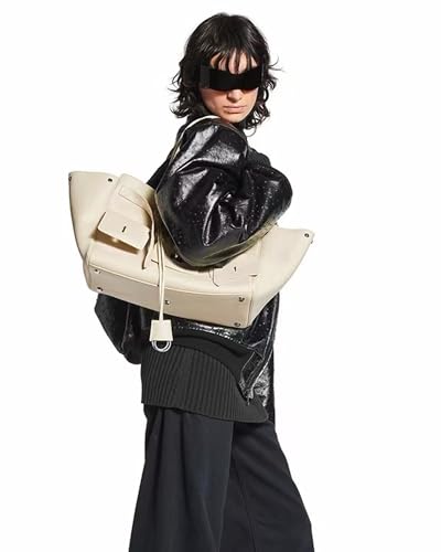 Image of NEWBELLA Women's Vegan Leather Tote Bag, Stylish Handbag for Everyday Use (White)