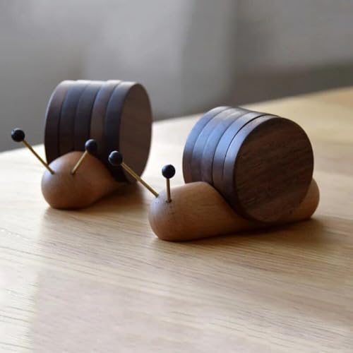 Sous-verres d'escargot en bois rond avec support pour table basse