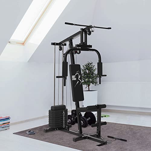 ArtSport Kraftstation ProfiGym 2000 mit Latzug- & Butterflystange, Seilzug & Beinstrecker - 9 Gewichte mit 40kg… – Bild 4