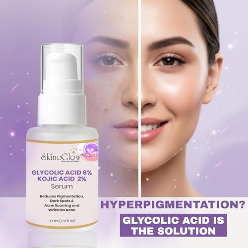 Image of Glycolic Acid 6% & Kojic Acid 2% Face Serum | Brightening & Even Skin Tone Serum | Helps Reduce Appearance of Dark Spots, Pigmentation & Dull Skin | 30 ml