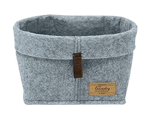 WENKO 64507100 Feli S Panier en Feutre avec Broderie et dragonne, 2,8 l, Polyester, Gris, 1 inches