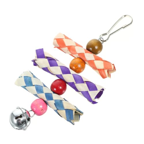 Happyyami Parakeet Chewing for Foraging Colorful Hanging Bird Swing with Resistance Engages Natural Behavior Plaything for Parrots and Cockatiels