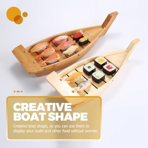Bandeja de madera para sushi en forma de barco 37 cm miniatura 7