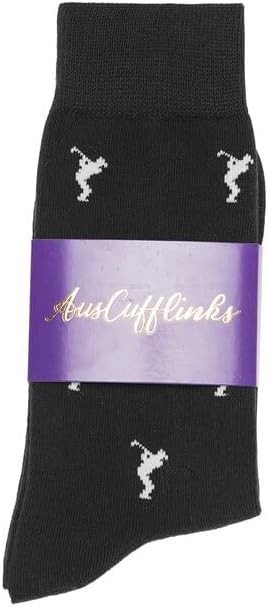 AUSCUFFLINKS Golf BLACK Golfer Sports Socks | Golfing Player | Work Socks for Him | Bday Gift for Guys (Golf Swing BLACK) - Image 7