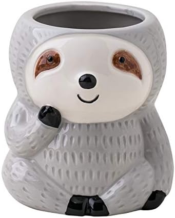 SILVERFEVER Maceta colgante de perezoso  Maceta para suculentas  Macetas de cerámica para interiores y exteriores  Contenedor de maceta (1, gris de