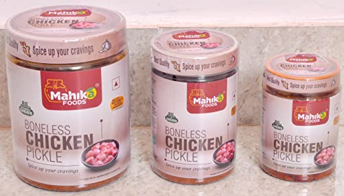 Image of MAHIKA FOODS Andhra Style Homemade Fresh Boneless Guntur Chicken Pickle, Murgh Achar Authentic Taste of Tradition, Spicy, with No Added Preservatives, 500G