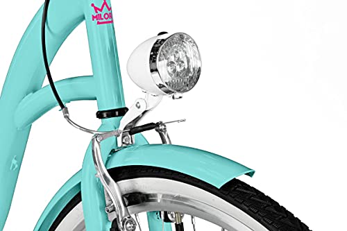 Milord. 28 inch 3 versnellingen aqua blauw comfort fiets met mand en rugdrager, Nederlandse fiets, damesfiets, citybike… - Afbeelding 8