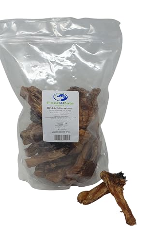 Food4Pets 1kg Rinder-Achillessehnen – Hunde Kausnack Stücke ab 10 cm – Leckerli im wiederverschließbaren Beutel