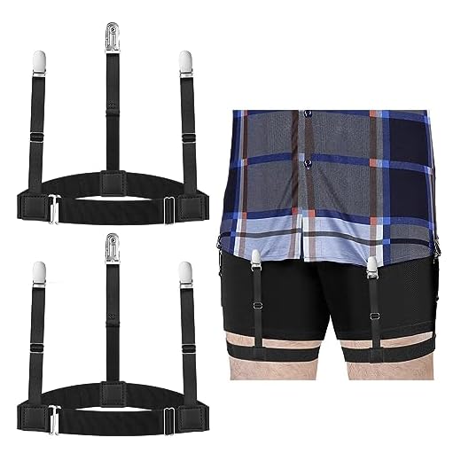 ACWOO Estancia de Camisa, 1 Paire Tirantes Estancia de Camisa para Hombre, Tirantes Camisa con Abrazaderas de Bloqueo Antideslizantes, Shirt Stays Ajustable Elástica Tirantes, Anti-arrugas, Negro