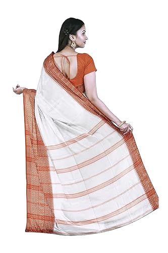 Image of eC ESHA'S COLLECTION Women's Cotton Blend Begumpuri Handloom Saree With Unstitched Running Blouse Piece
