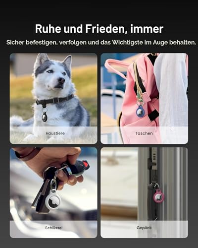 Belkin AirTag Hülle mit Schlüsselanhänger (Secure Holder Schutzhülle für Air Tag, Accessoire mit Kratzschutz), 2er-Pack, Schwarz und Weiß – Ansicht 3