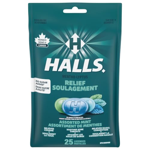 HALLS bonbons sans sucre menthe assortie 25 pastilles soulagement gorge