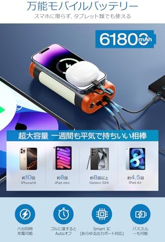 Okanne V40 5way蓄電 ソーラー 手回し AC USB 車載 5つの充電方法
