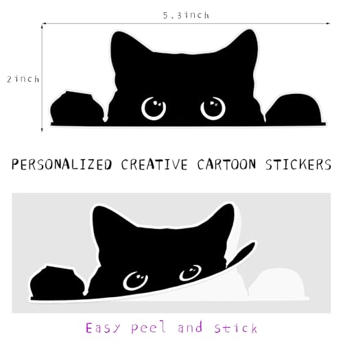 Image of DXNQ Peeking Sneaky Cat Sticker, Waterproof Strong Adhesive Decals with Curious Black Cat Graphic, Removable Funny Peeking Black Cats Sticker for Car Window Laptop, Car Accessories (White Edge)
