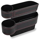 MORDEN MS 2 Pack Car Seat Gap Filler Organizer, Automotive Front Seat Storage with Cup Holder, Auto Console Side Extra Storage Boxes - Passenger & Driver Side