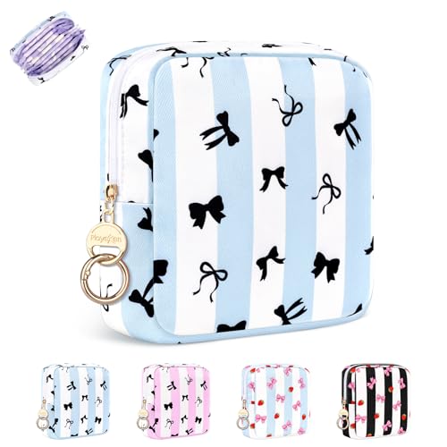 Image of Period Bag for Teen Girls, Canvas Sanitary Napkin Storage Bag with Zipper, Portable Menstrual Pad Bag Tampon Holder for Purse