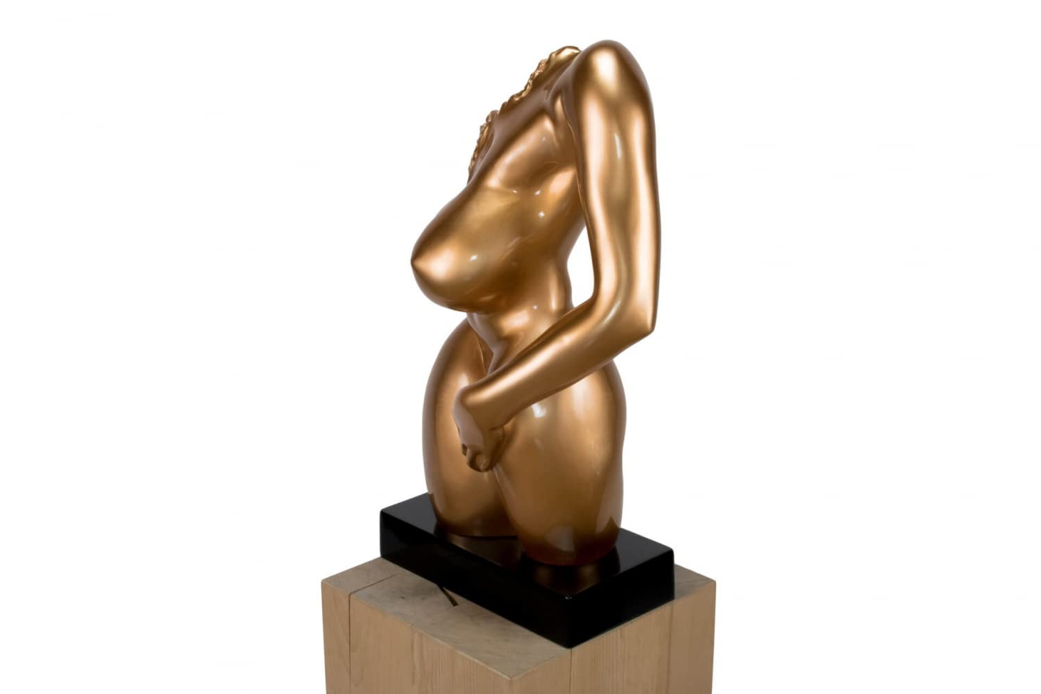 KunstLoft Skulptur modern | 100% HANDGEFERTIGT | 34x60x24cm | Kunststein Statue 'Spiritual Entrance' | Menschen | Gold Schwarz | Deko Figur Wohnzimmer