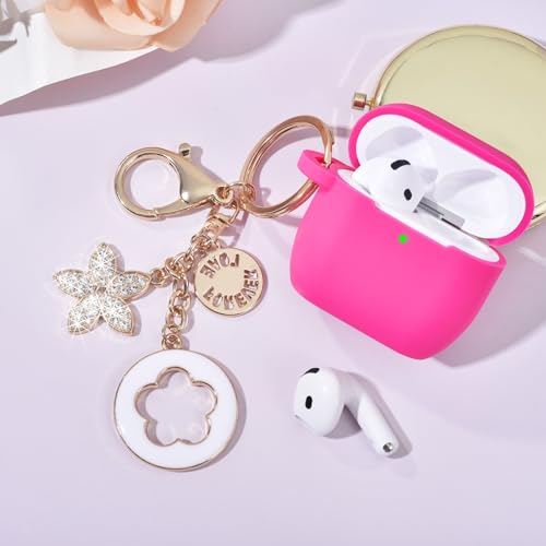 Image of Case Compatible With Apple Airpods 4 - VISOOM Airpods 4 Cases 2024 Cover Women Anti-Drop Silicone iPods 4 Earbuds Wireless Accessorie Charging Cases Girl Bling Keychain for Airpod Ipods 4th Generation