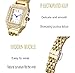 Gold Watches for Women Dainty Square Vintage Watches Luxury Ladies Diamond Accent Stainless Steel Bracelet Watch Business Casual Dress Analog Quartz Wrist Watch (1 Gold)