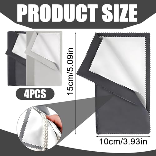LACHT Paño de limpieza de plata reutilizable, paño de limpieza de joyas, para cobre, plata esterlina, plata, oro, platino. Paquete de 4 unidades, Gris. Unisex - imagen 2