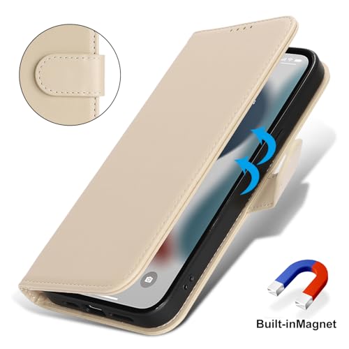 Image of for iPhone 13 Pro Case Wallet with Card Holder,for iPhone 13 Pro Wallet Case for Women Men,PU Leather Shockproof Magnetic Buckle Stand Flip Phone Case-Beige