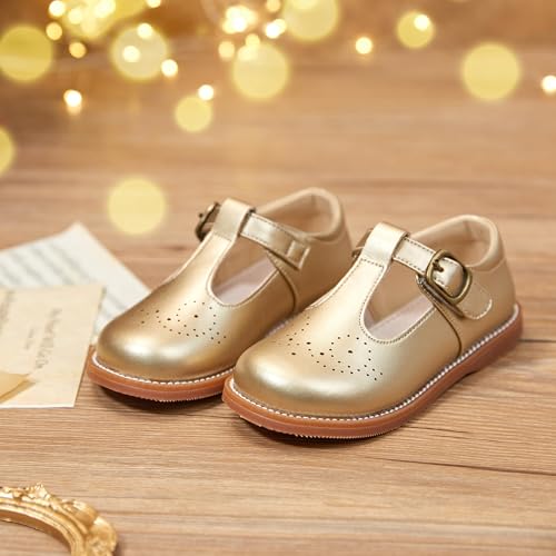 Image of GINFIVE Toddler Girls Dress Shoes Little Kids Flats School Mary Janes Shoes