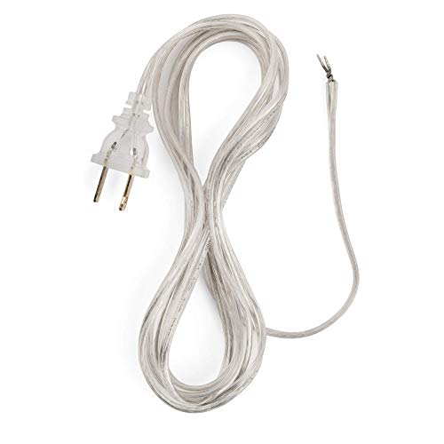 12 Foot Silver Lamp Electrical Cord for Making New Lamps & Repairing Old Lamp Cords - 12 Foot Lamp Cord with Plug Ideal Size for Floor Lamp Cord - Lamp Repair Wire for Lamp Cord Replacement Projects