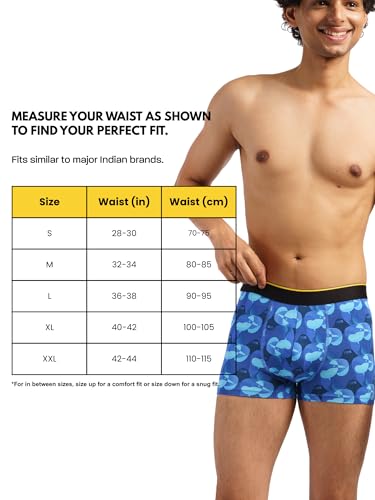 Image of Bummer Printed Micro Modal Trunks Underwear for Men - Ultra Soft & Breathable, 3 Times Softer Than Cotton, Anti-Bacterial, Stretchable for Ultimate Comfort & Style, Pack of 1 (A Shark Tank Product)