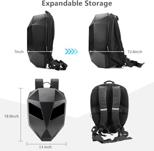 Image of LED Motorcycle Backpack,Knight Backpack, with App Control,Programmable HD Color Display Screen Laptop Bag, 19 Inch Hard Shell Large Capacity Waterproof Riding Backpack
