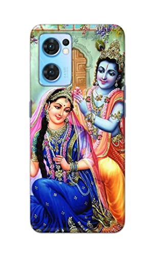 Image of Printed Hard Back Cover Case for Oppo Reno7 5G | Oppo Reno 7 5G Back Cover (Radha Krishna) -1803