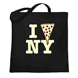 I Pizza New York Funny Slice Graphic Love NYC Black 15x15 inches Large Canvas Tote Bag Women