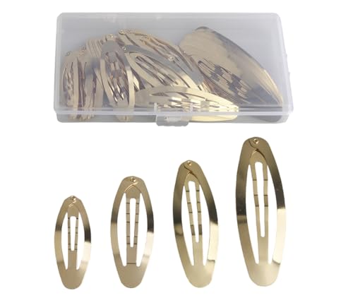 MAHAVIMOKSA 1Box Mixed 50/60/70/80mm Barrettes Women Metal Snap Hair Clips for DIY Craft (KC Gold - Oval Shape)