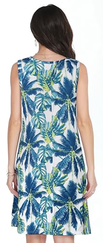 Image of elescat Women's Summer Dresses 2026 Beach Casual Sleeveless Floral Print Tank Loose Sundress with Pocket