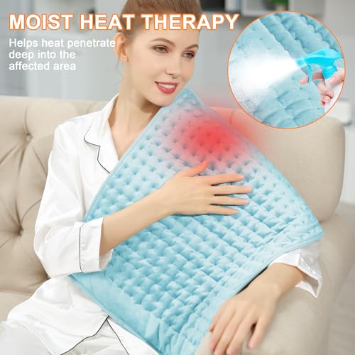 Image of Deepsoon Heating Pad,Electric Heating Pads for Back,Neck,Abdomen,Moist Heating Pad for Shoulder,Knee,Arms,Legs,Dry /Moist Heat & Auto Shut Off,Christmas Gifts for Men and Women,Light Blue,33x17 Inch